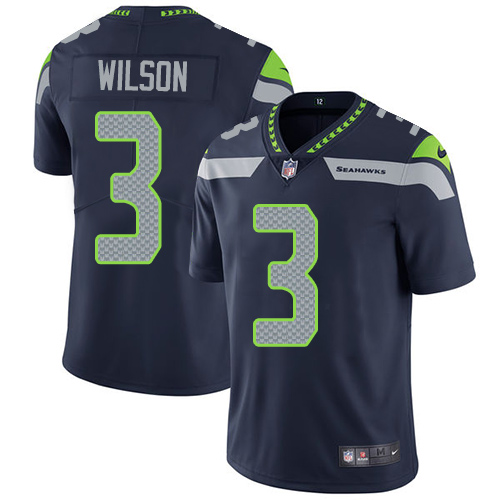 2019 Men Seattle Seahawks 3 Wilson blue Nike Vapor Untouchable Limited NFL Jersey